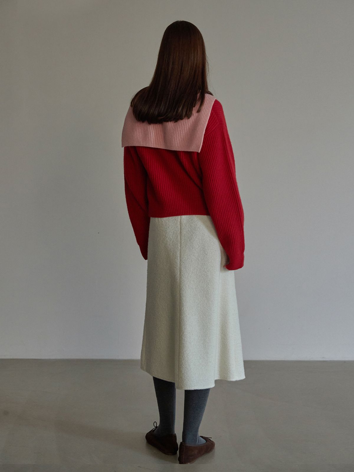 비뮤즈맨션(BEMUSE MANSION) Sailor collar double cardigan - Red