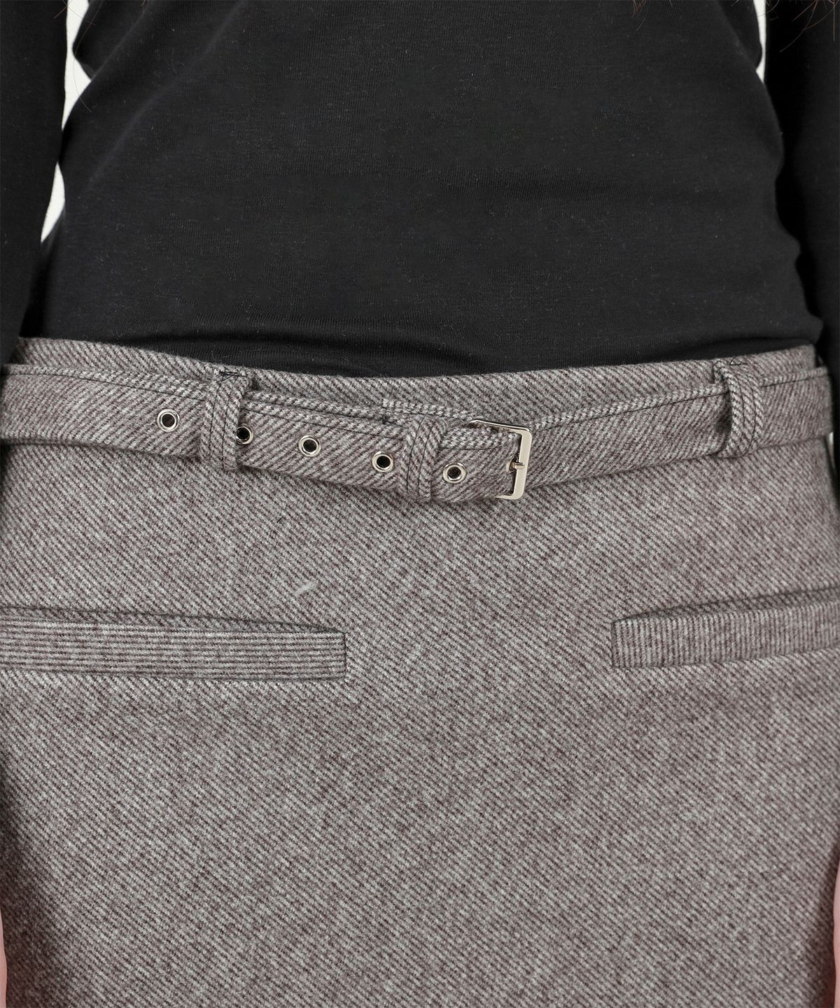 카타르시스(KATHARSIS) 벨트 컷팅 롱  스커트 브라운 ONE SIZE