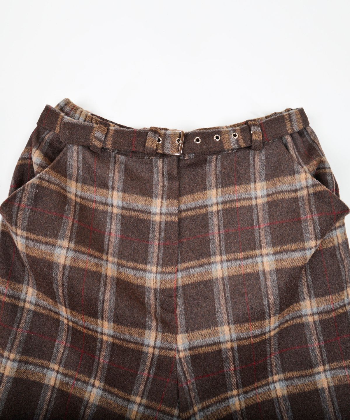 카타르시스(KATHARSIS) 벨트 버뮤다 팬츠 브라운체크 ONE SIZE