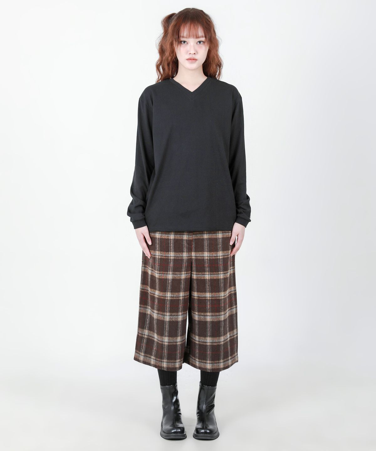 카타르시스(KATHARSIS) 벨트 버뮤다 팬츠 브라운체크 ONE SIZE