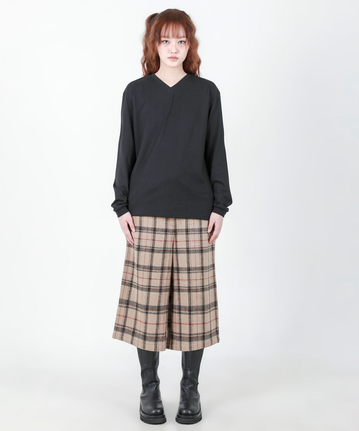 카타르시스(KATHARSIS) 벨트 버뮤다 팬츠 베이지체크 ONE SIZE