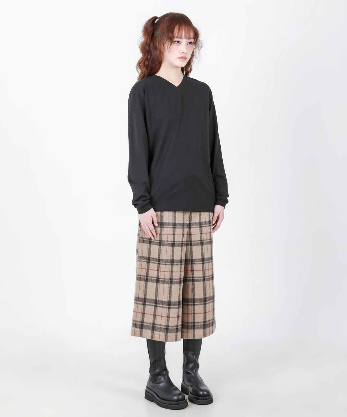 카타르시스(KATHARSIS) 벨트 버뮤다 팬츠 베이지체크 ONE SIZE