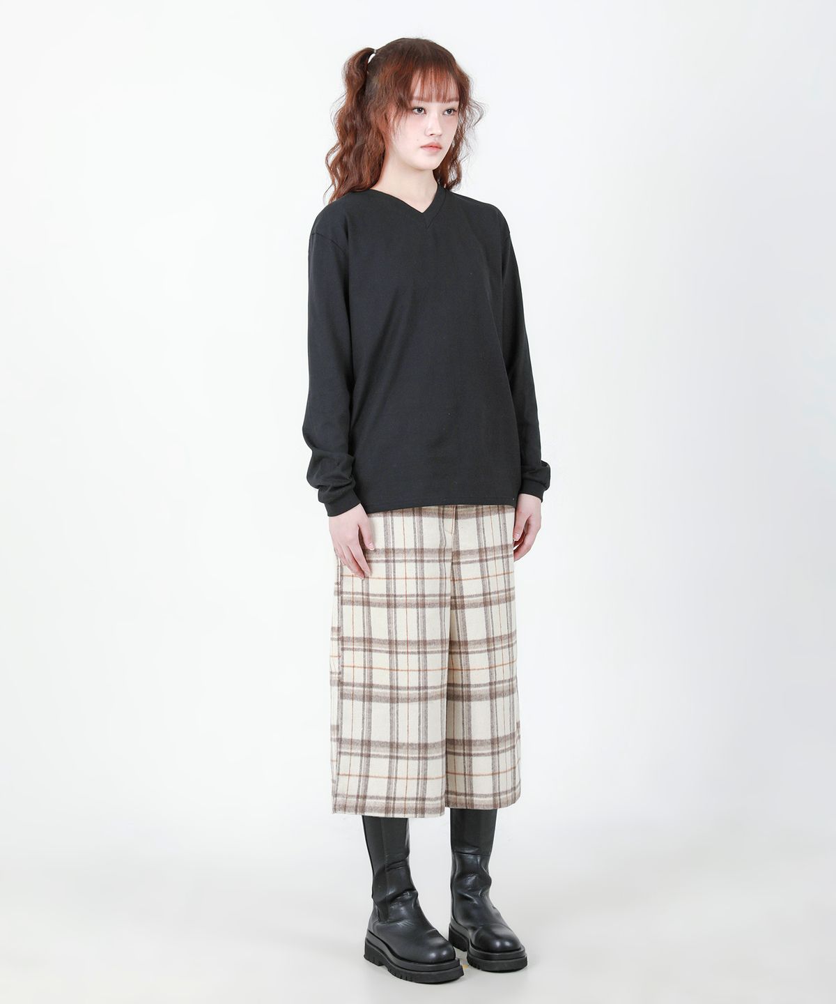 카타르시스(KATHARSIS) 벨트 버뮤다 팬츠 아이보리 체크 ONE SIZE