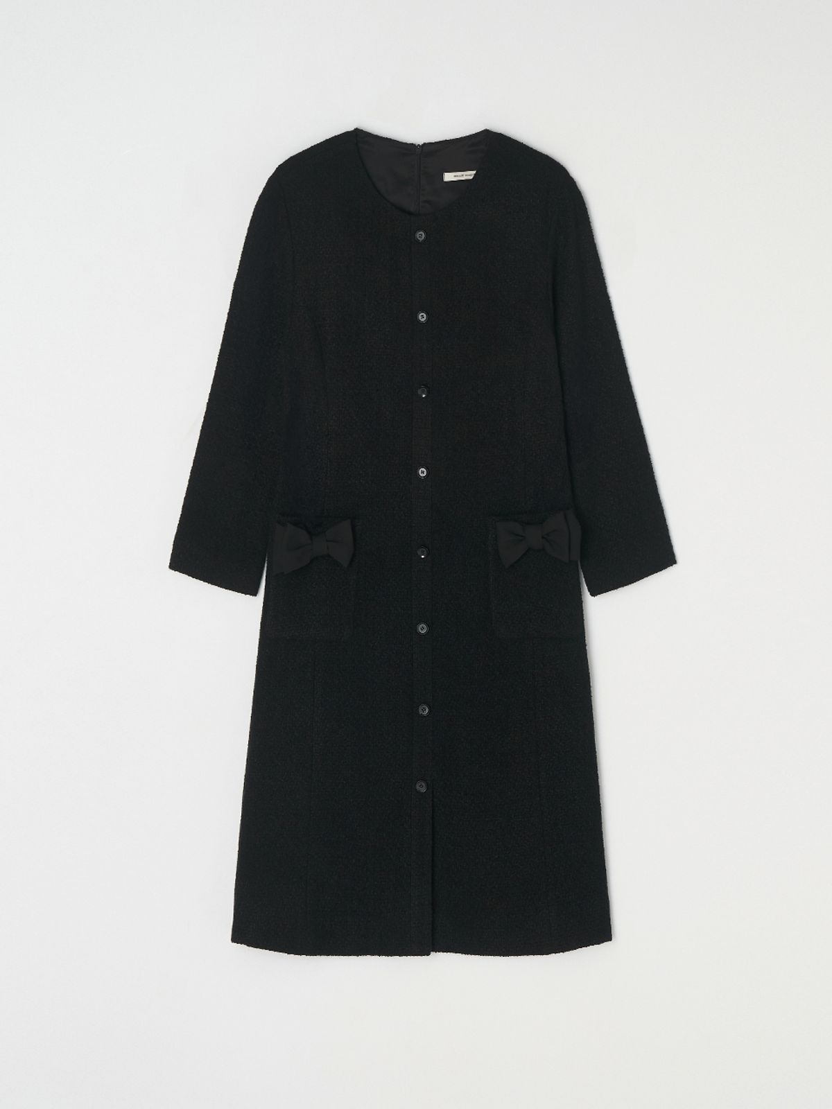 비뮤즈맨션(BEMUSE MANSION) Ribbon point tweed dress - Black