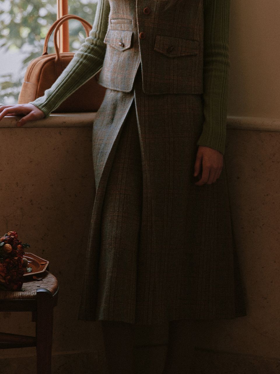 ◇LENINA◇ GLADYS wool check skirt_brick MUSINSA | LENINA GLADYS wool check skirt_MARTINI OLIVE