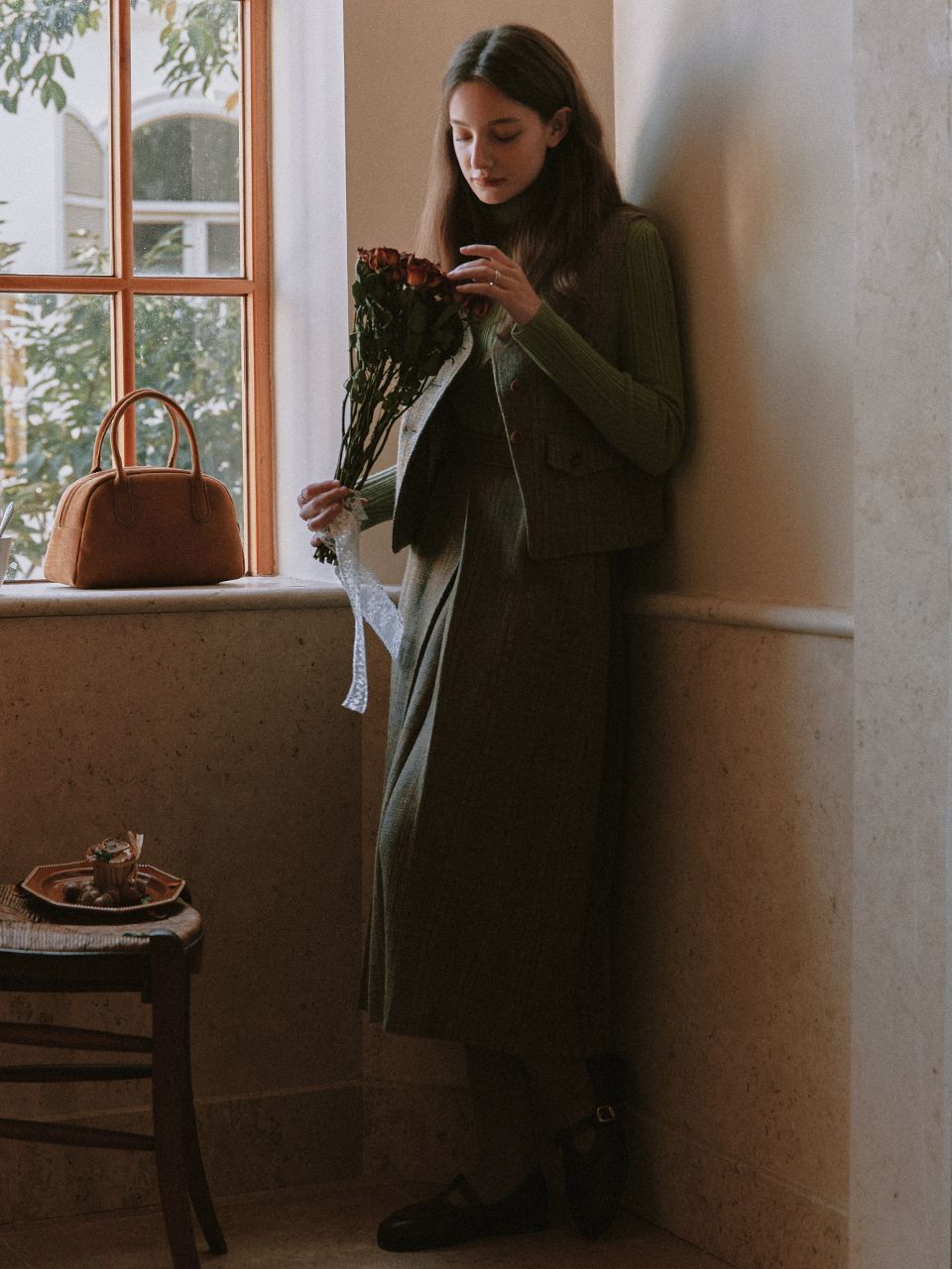 ◇LENINA◇ GLADYS wool check skirt_brick MUSINSA | LENINA GLADYS wool check skirt_MARTINI OLIVE
