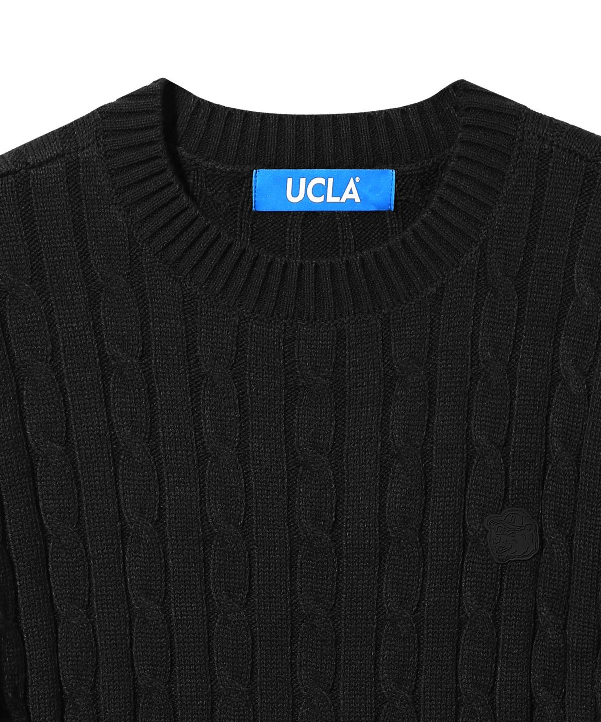 유씨엘에이(UCLA) 남녀공용 라운드넥 꽈배기 케이블 니트[BLACK](UA9LK10)