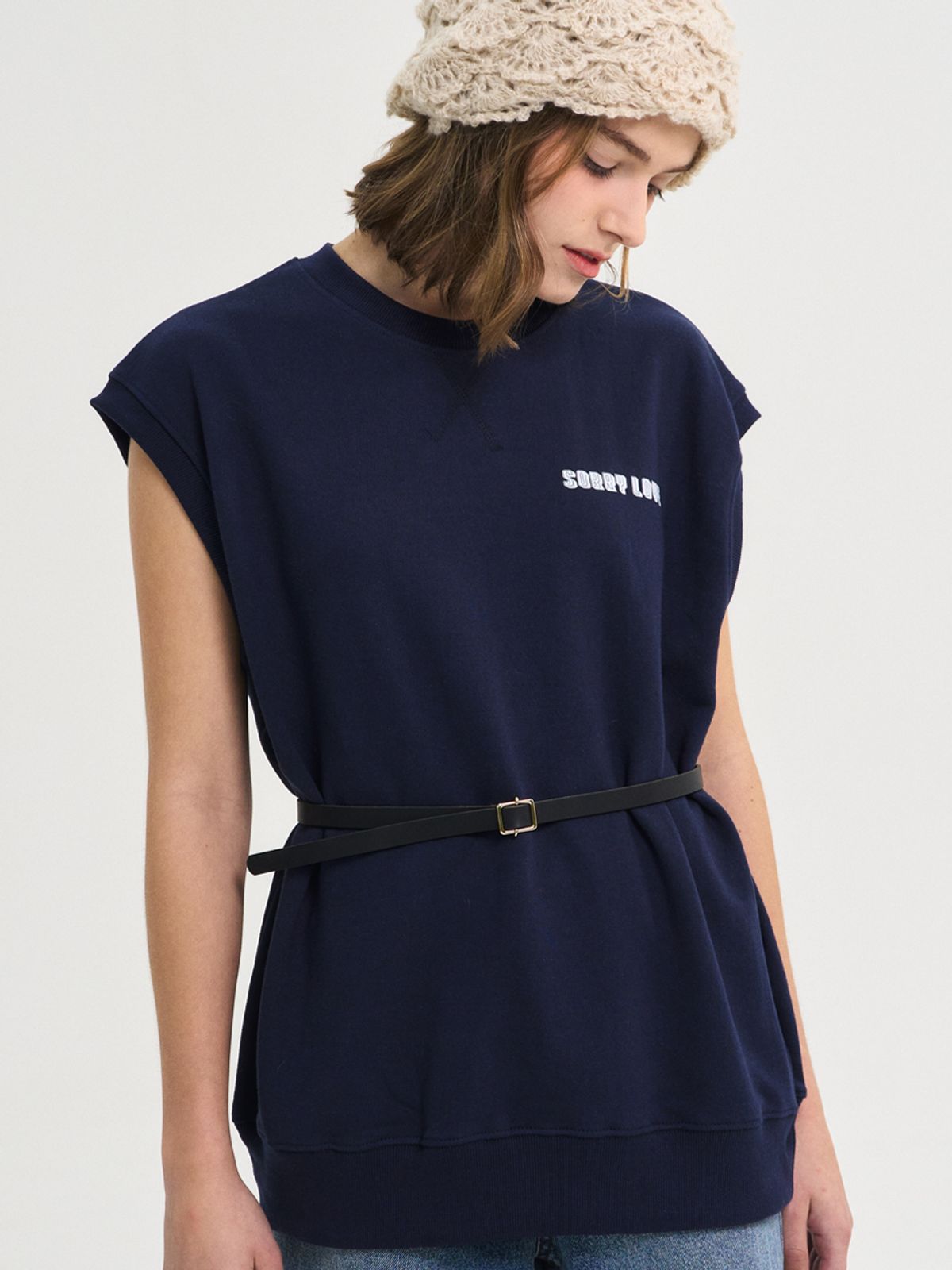 쏘리, 투 머치 러브(SORRY, TOO MUCH LOVE) Square Buckle Season Leather Slim Belt_Black
