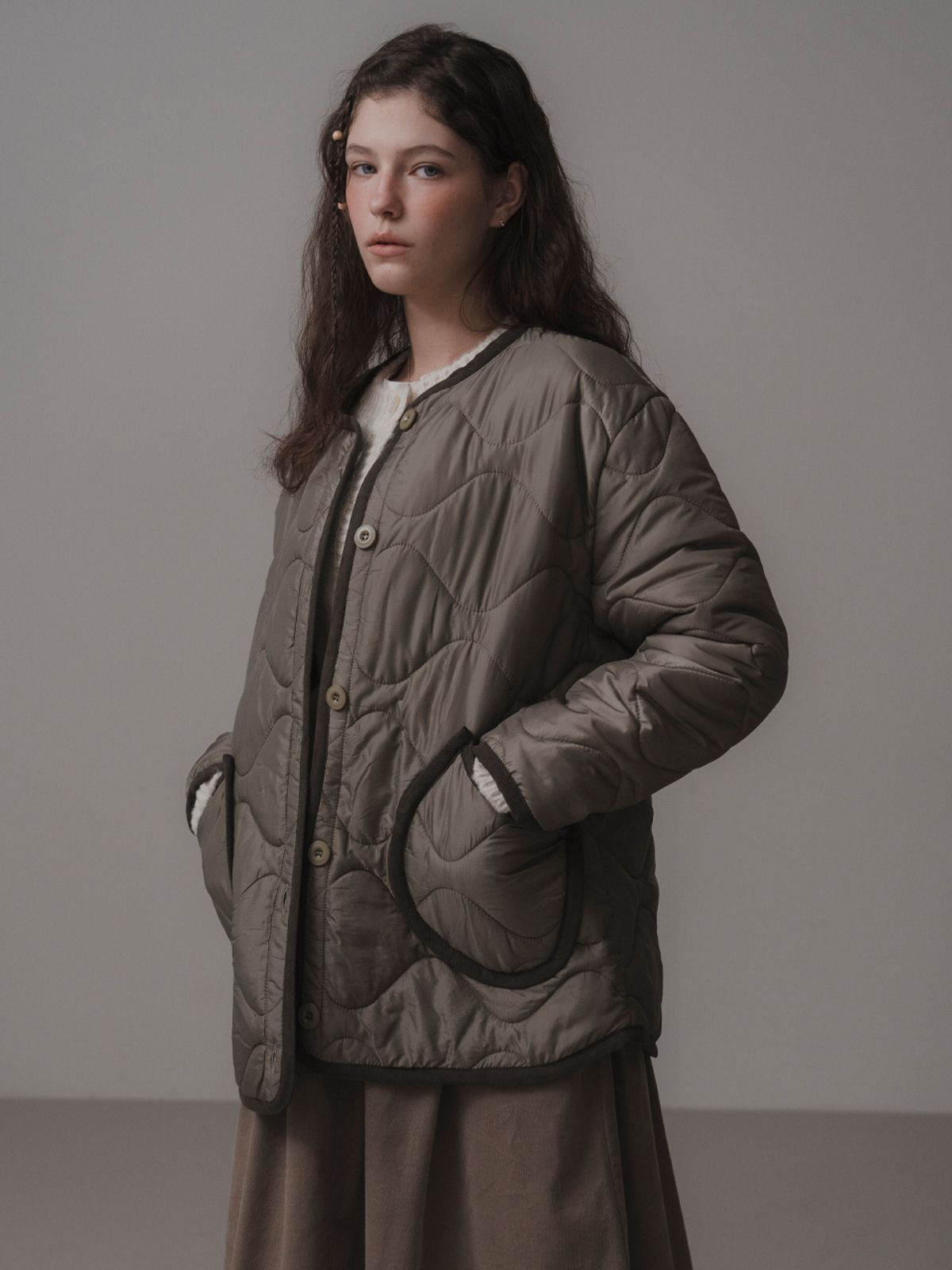 더미튼(THEMITTEN) Abode quilting jacket (khaki)