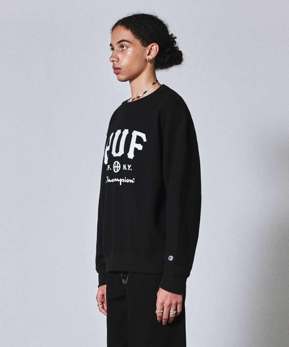 【HUF】 CHAMPION SWEAT CREWNECK 3色 パーカー CHAMPIONS CREWNECK クルーネックスウェット-ハフ 通販 HUF 店舗
