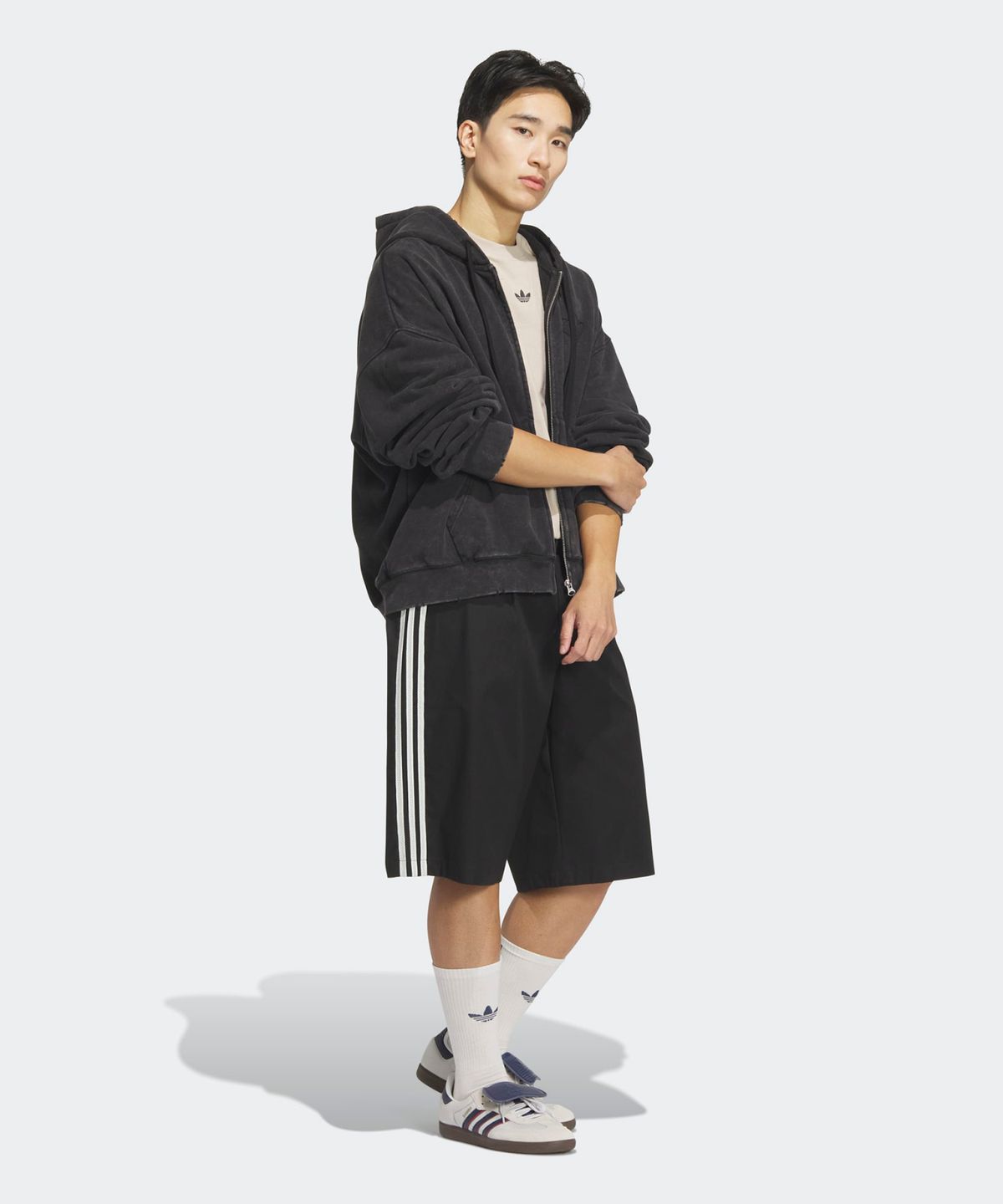 아디다스(ADIDAS) 워시드 후디 재킷 - 블랙 / JM7285