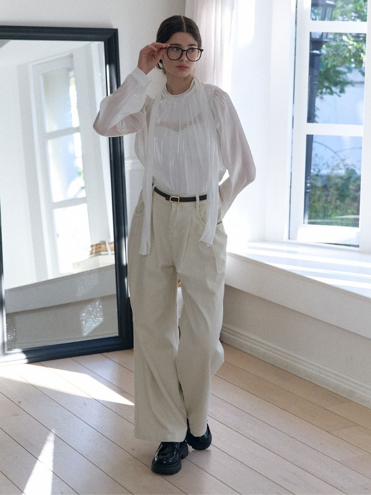 패브릭서울(FABRICSEOUL) cotton pintuck wide pants_Ivory
