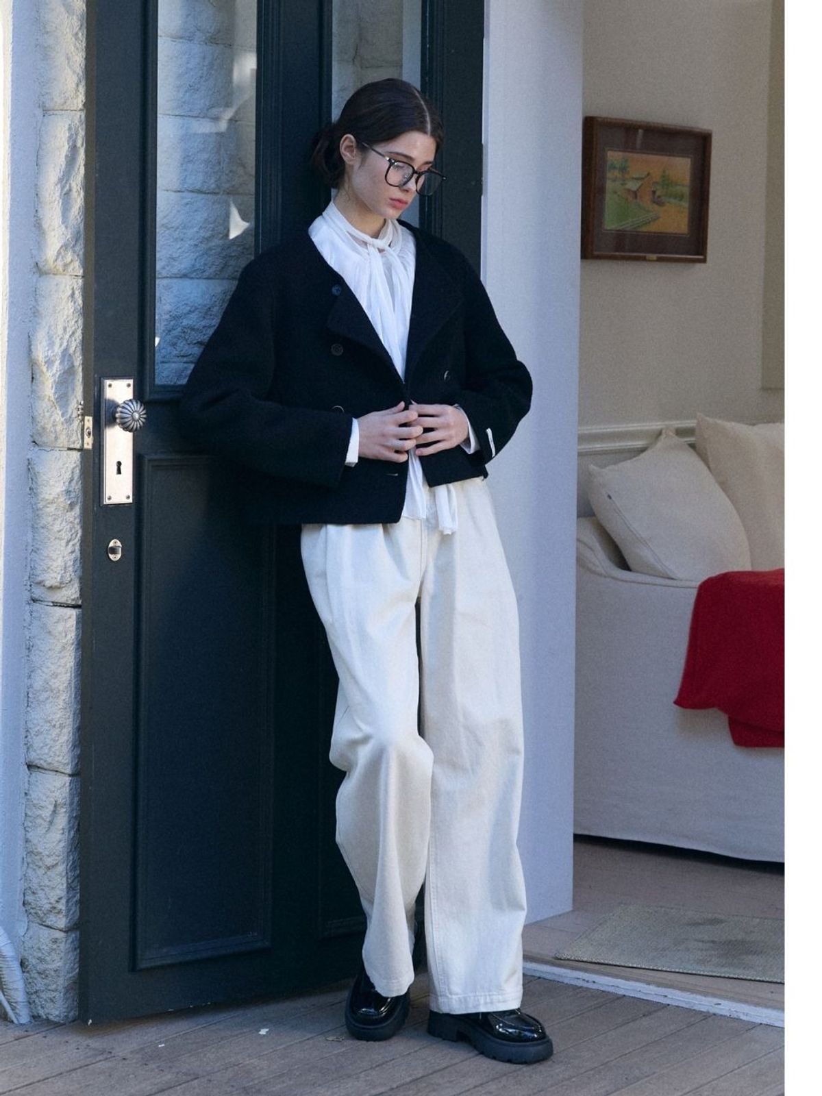 패브릭서울(FABRICSEOUL) cotton pintuck wide pants_Ivory