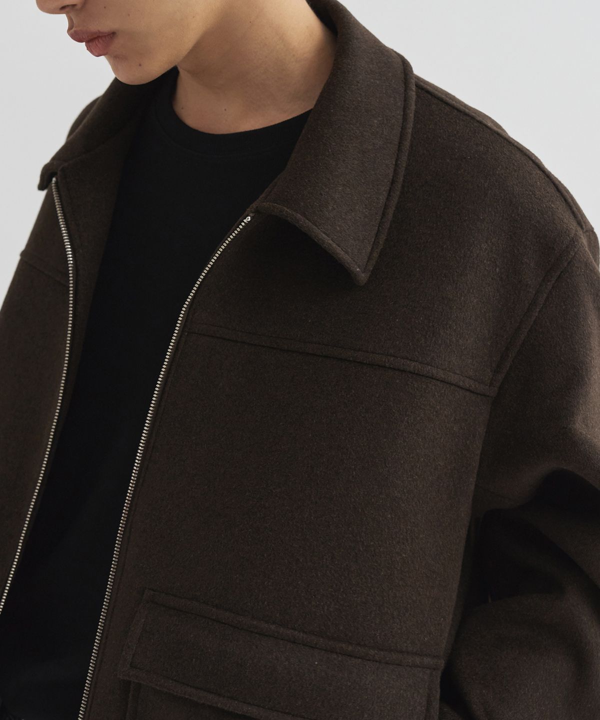 드로우핏(DRAW FIT) 울 집업 빅포켓 블루종 자켓 [BROWN]