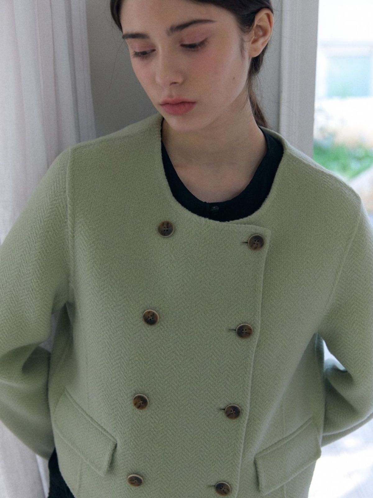 패브릭서울(FABRICSEOUL) classic button handmade jacket_mint