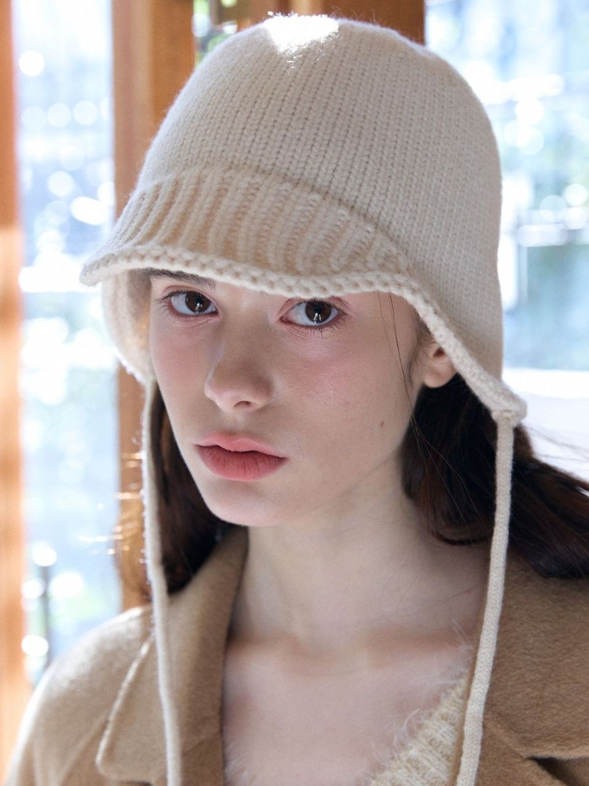 패브릭서울(FABRICSEOUL) wool knit earflap cap_ivory