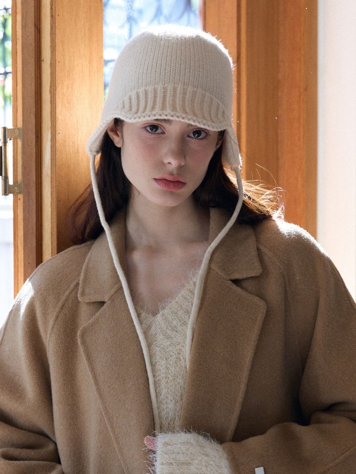 패브릭서울(FABRICSEOUL) wool knit earflap cap_ivory