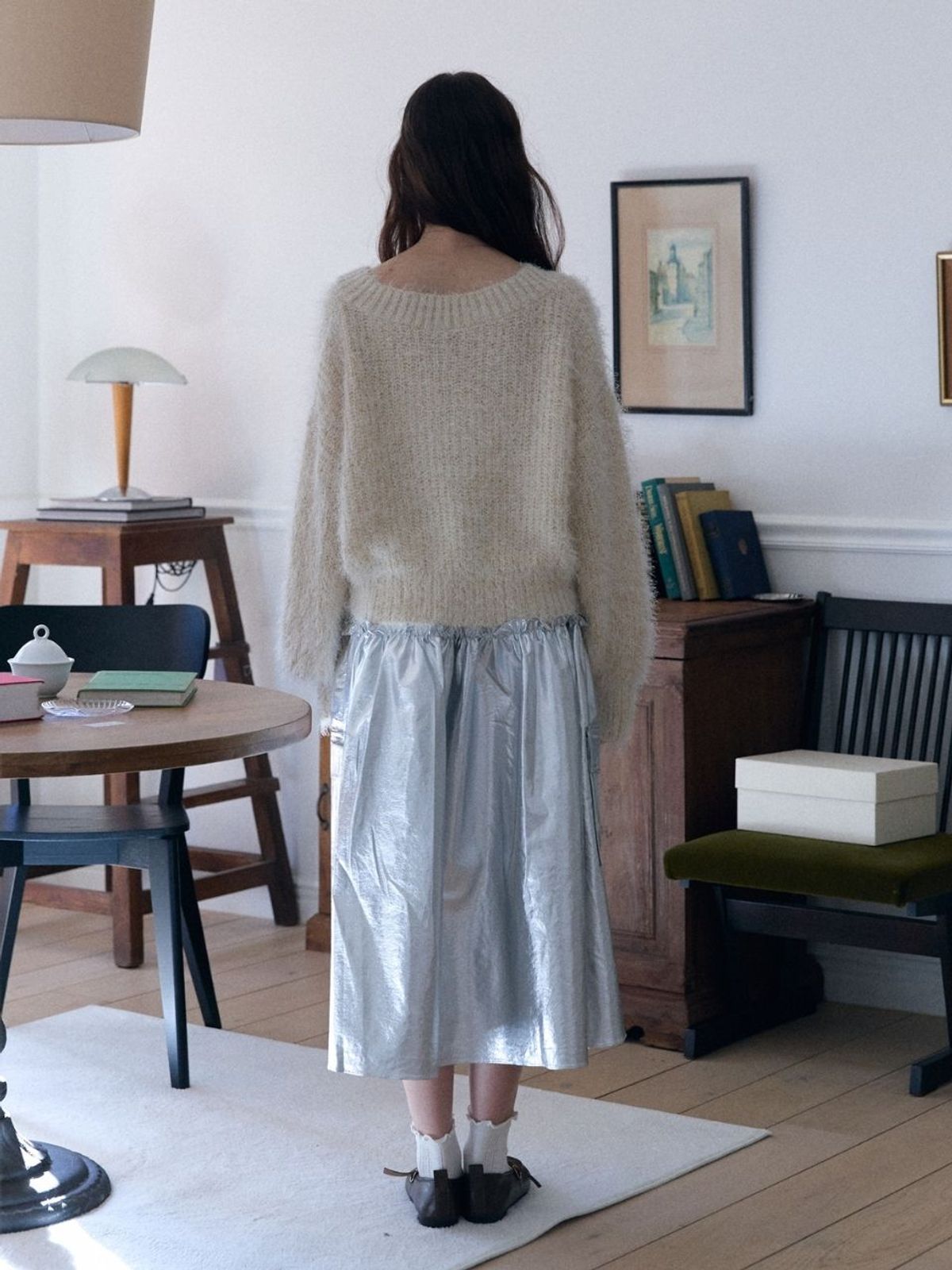 패브릭서울(FABRICSEOUL) metal pocket long skirt_silver