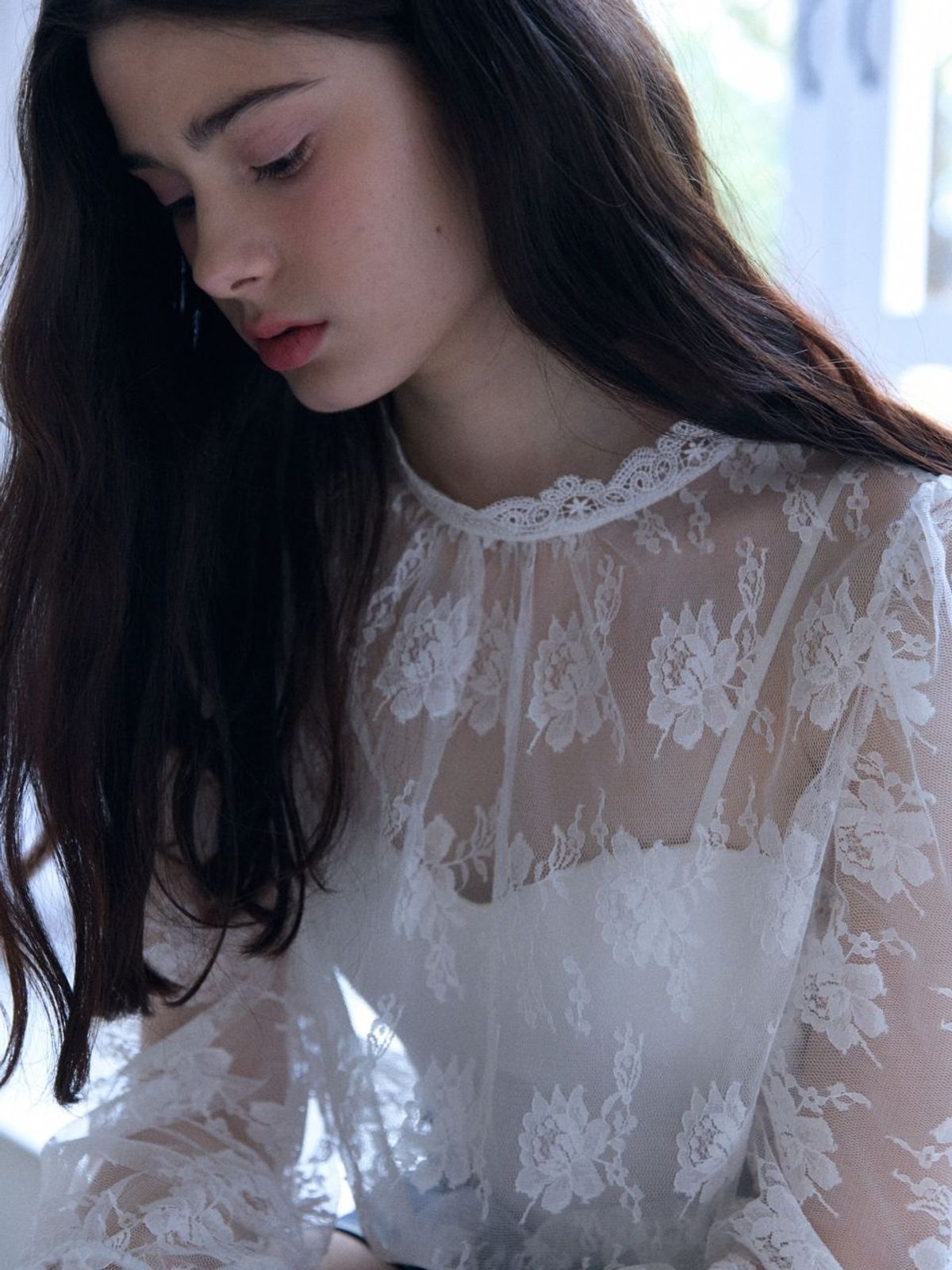 패브릭서울(FABRICSEOUL) scallop lace see-through blouse_ivory