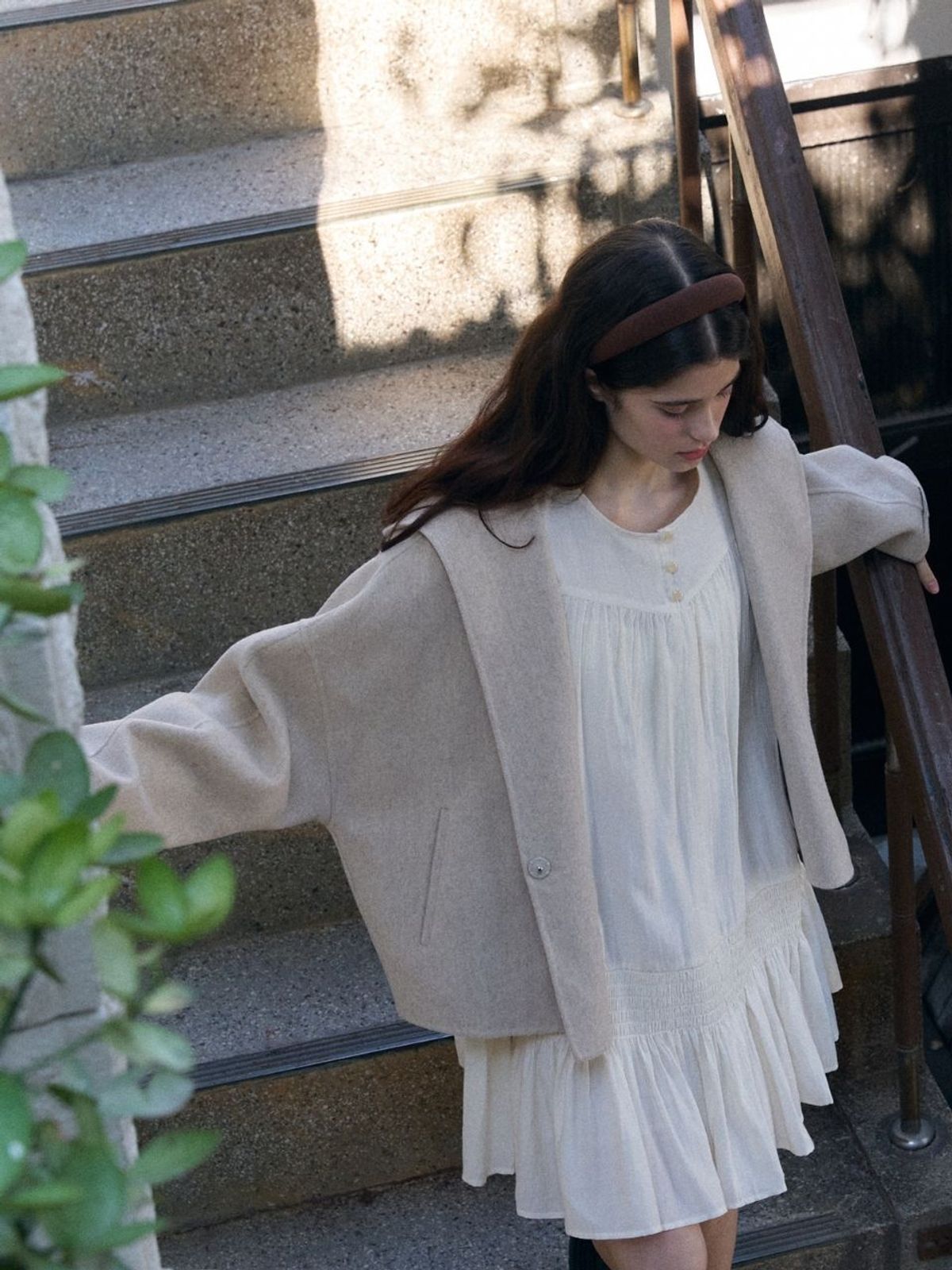 패브릭서울(FABRICSEOUL) hoody oversize handmade short coat_ivory