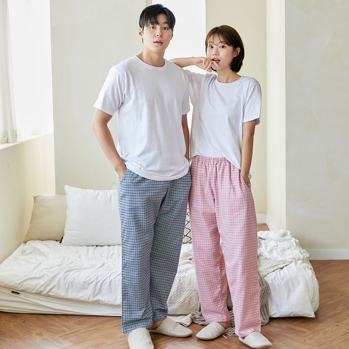찌니야(JJNIYA) 우디체크 16수기모 9부잠옷바지