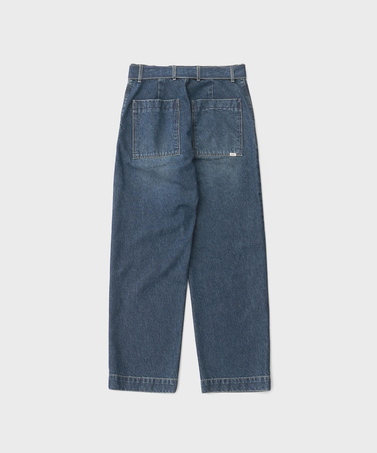 어나더 오피스(ANOTHER OFFICE) Plenty Belted Denim Slacks (Mid Blue)