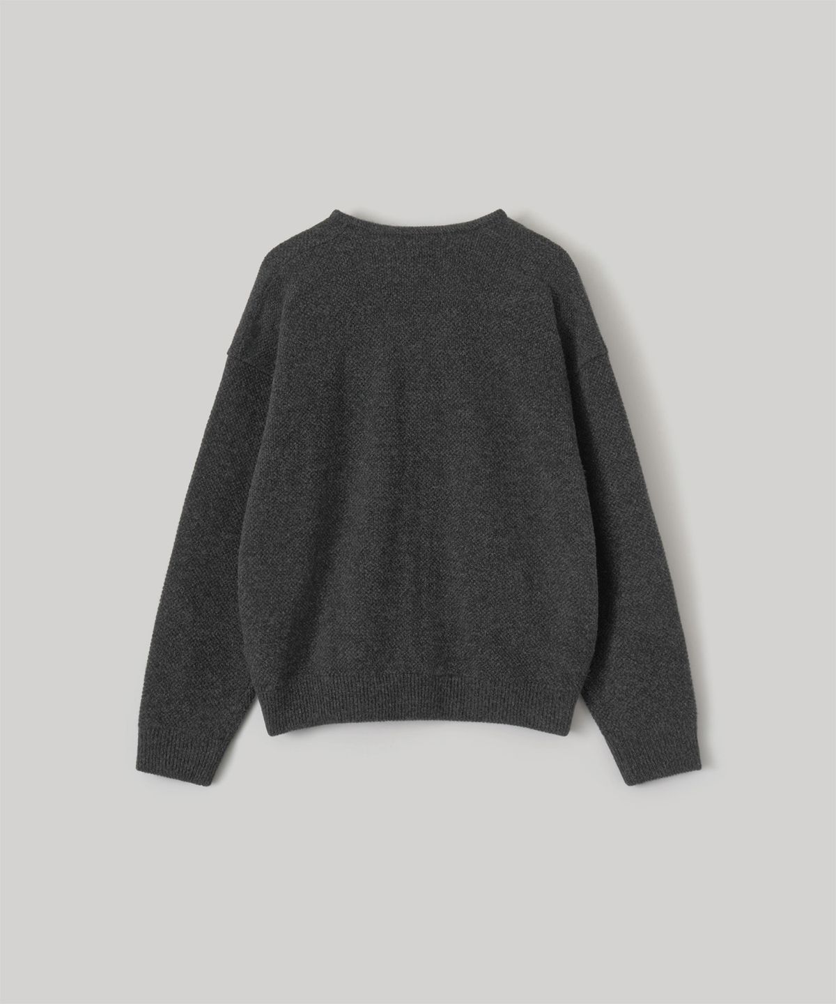 어나더 오피스(ANOTHER OFFICE) Moss Stitch V-Neck Cardigan (Charcoal)