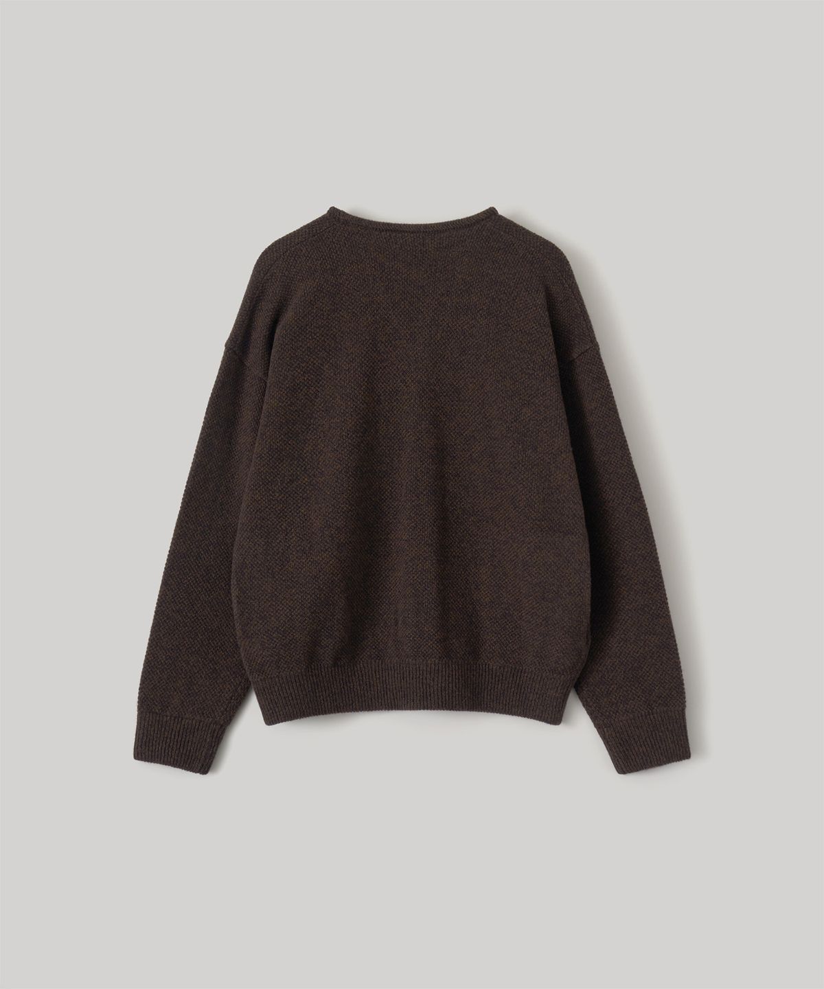어나더 오피스(ANOTHER OFFICE) Moss Stitch V-Neck Cardigan (Brown)