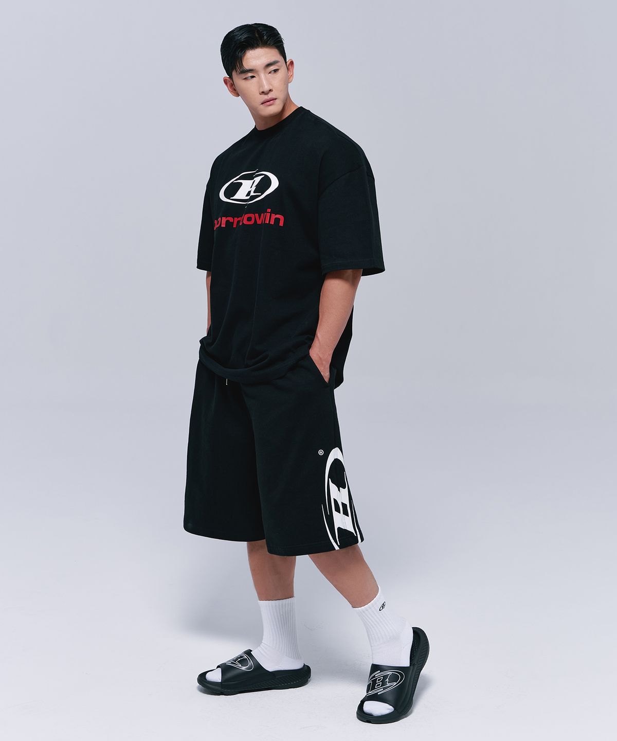 본투윈(BORN TO WIN) SYMBOL B LOGO SLIDE [BLACK]