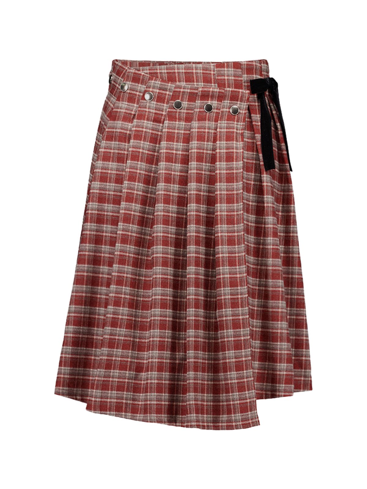 셋업이엑스이(SETUP-EXE) CHECK WRAP SKIRT / RED