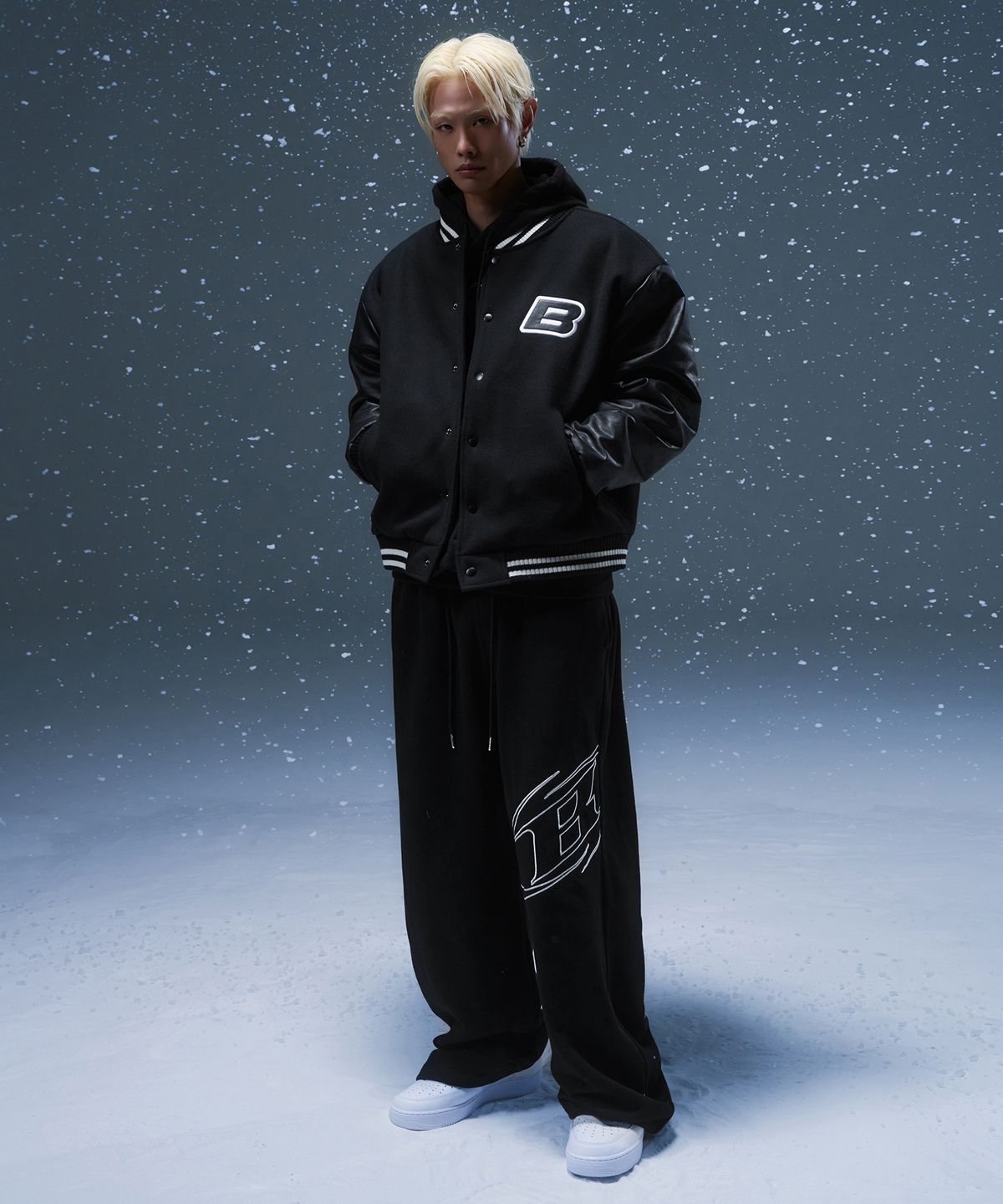 본투윈(BORN TO WIN) VARSITY QUILTING JACKET [BLACK]
