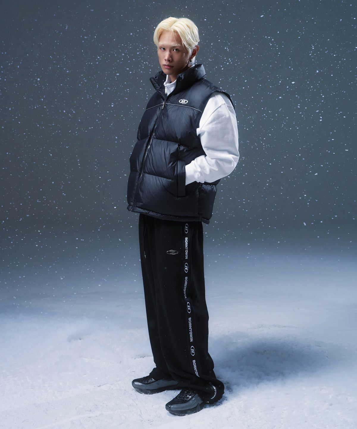 본투윈(BORN TO WIN) SYMBOL B PUFFER DOWN VEST [BLACK]