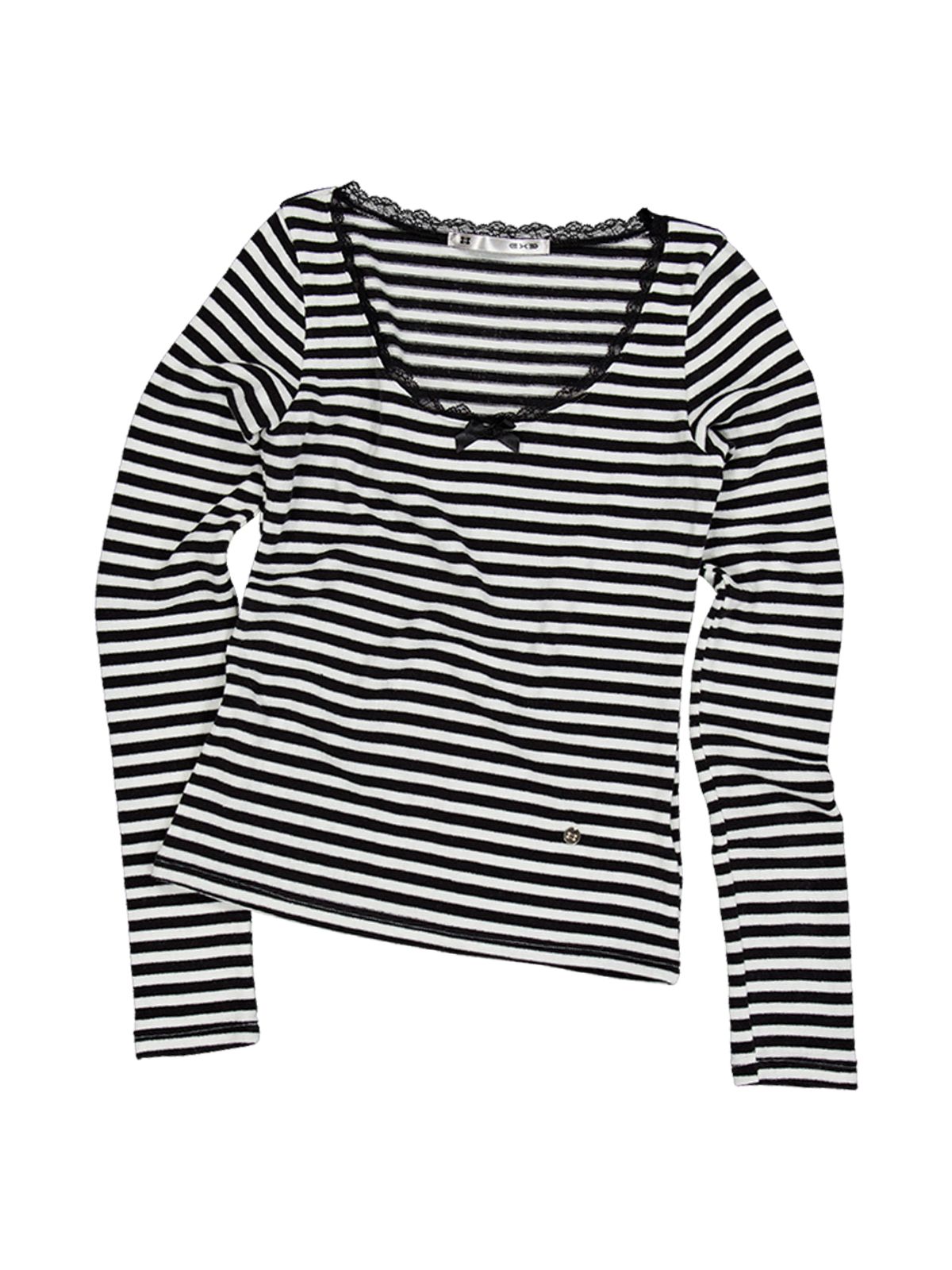 셋업이엑스이(SETUP-EXE) STRIPE LACE TOP / WHITE