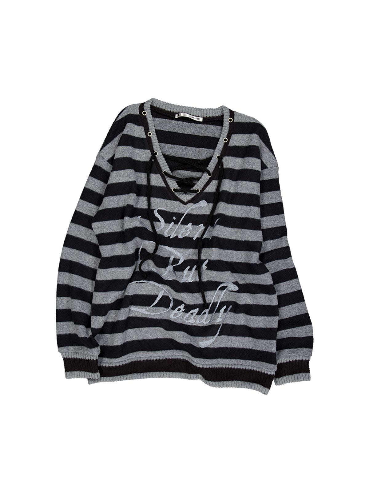 셋업이엑스이(SETUP-EXE) STRIPE V-NECK MTM / BLACK