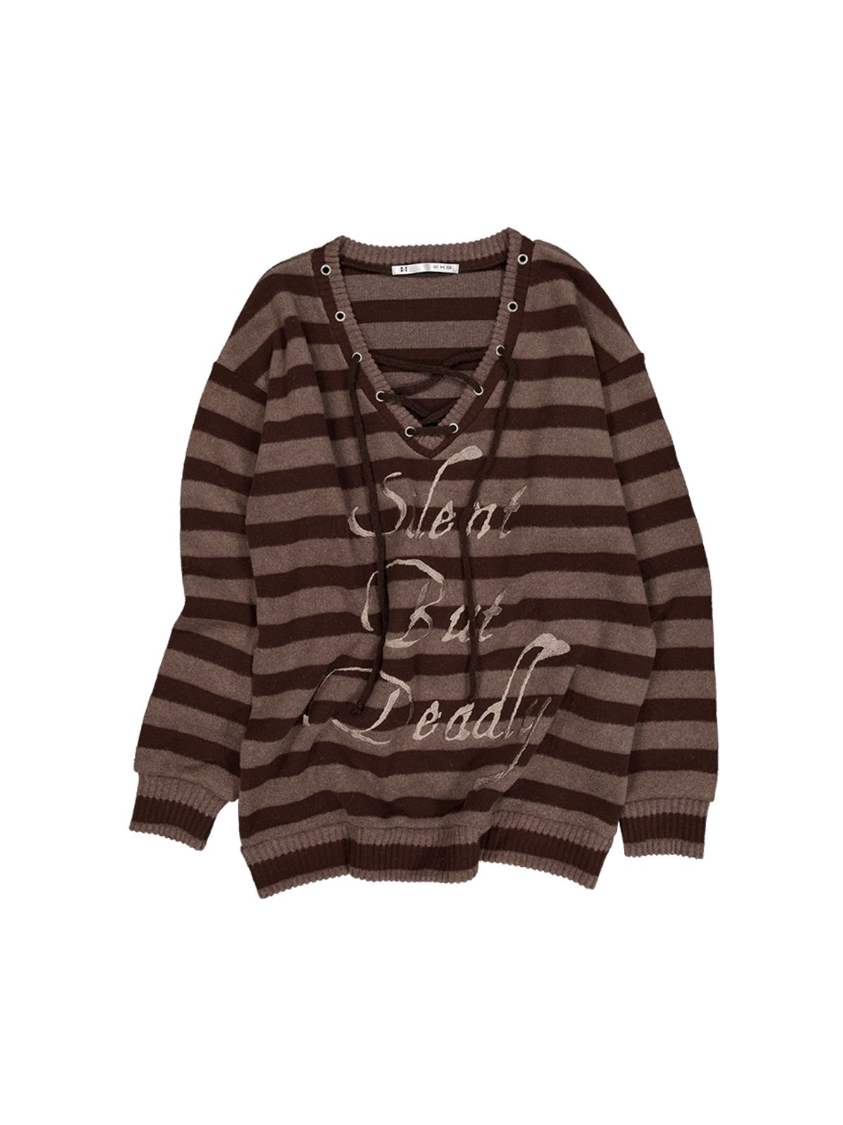 셋업이엑스이(SETUP-EXE) STRIPE V-NECK MTM / BROWN