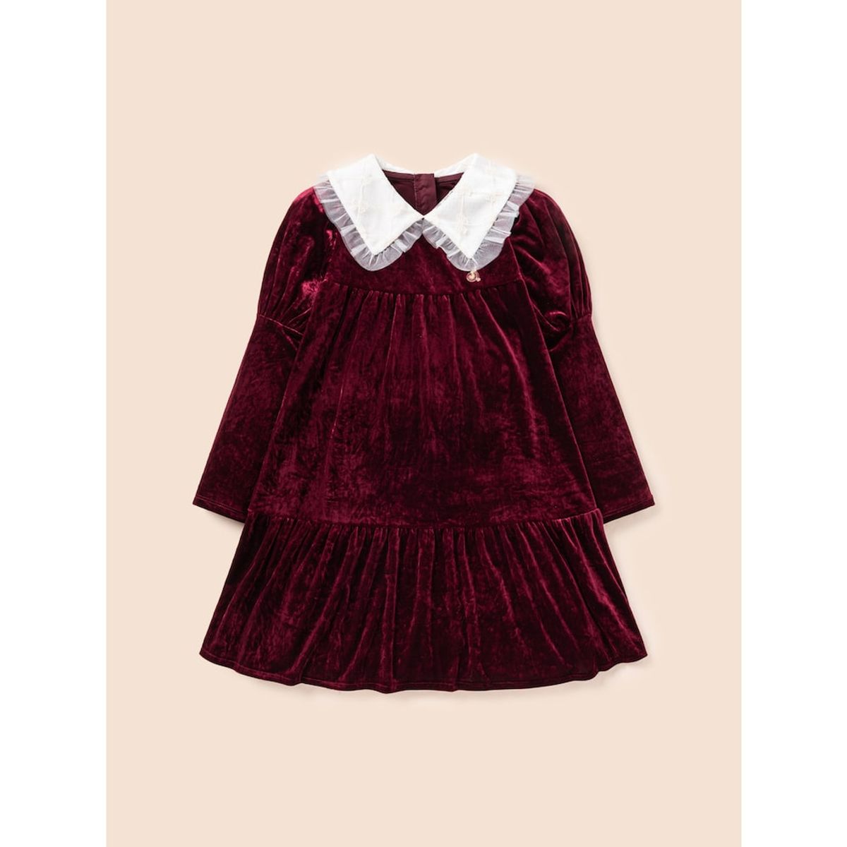 빈폴 키즈(BEANPOLE KIDS) [러블리 빙키 걸즈] 퍼프 소매 포인트 벨로아 원피스  와인 (BI4Y71G02Z)