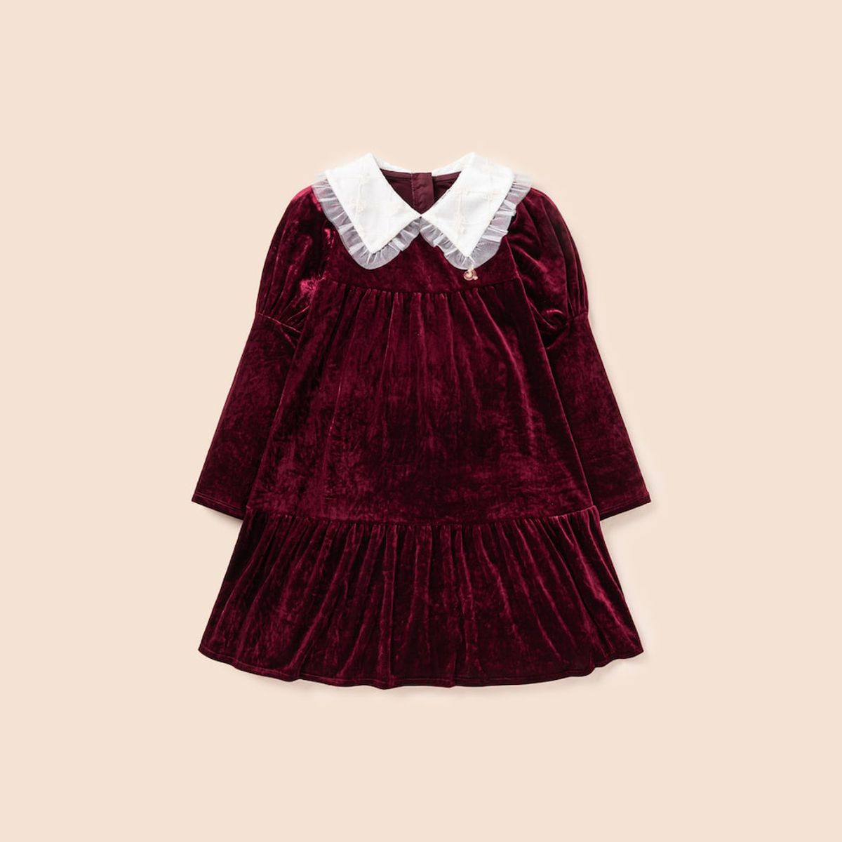 빈폴 키즈(BEANPOLE KIDS) [러블리 빙키 걸즈] 퍼프 소매 포인트 벨로아 원피스  와인 (BI4Y71G02Z)