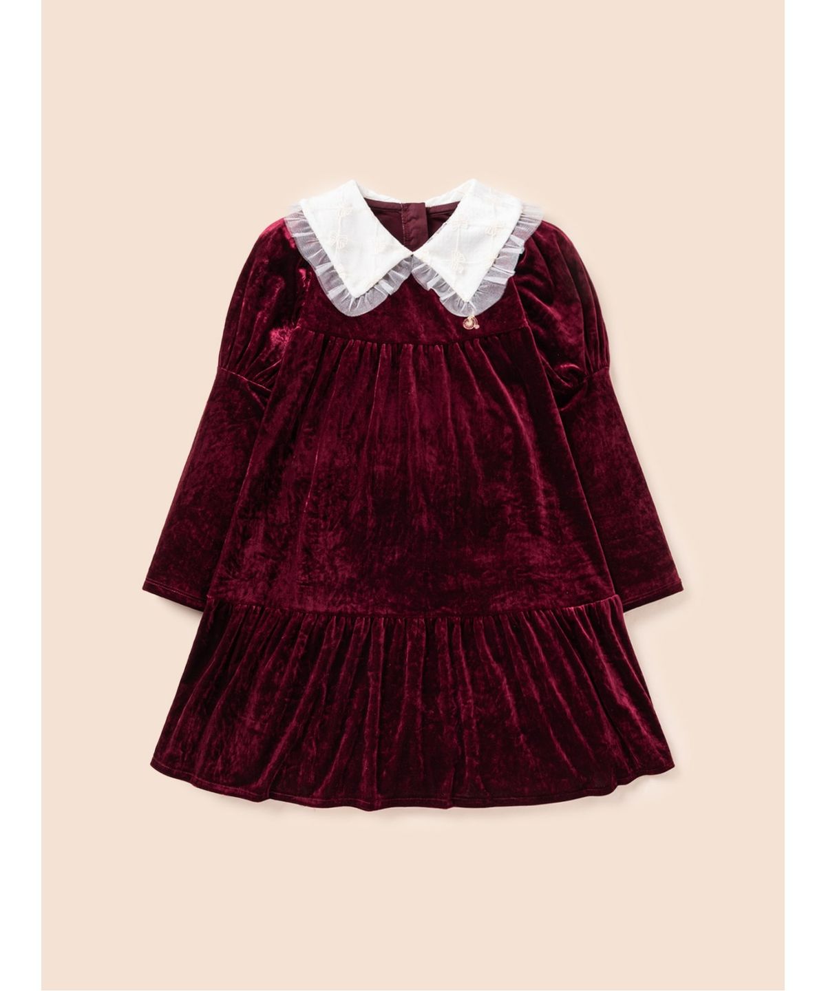 빈폴 키즈(BEANPOLE KIDS) [러블리 빙키 걸즈] 퍼프 소매 포인트 벨로아 원피스  와인 (BI4Y71G02Z)