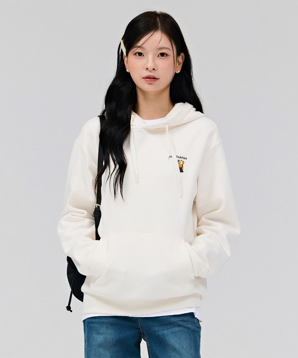 체이스컬트(CHASECULT) 공용 캐릭터 기모 후드 티셔츠-아이보리