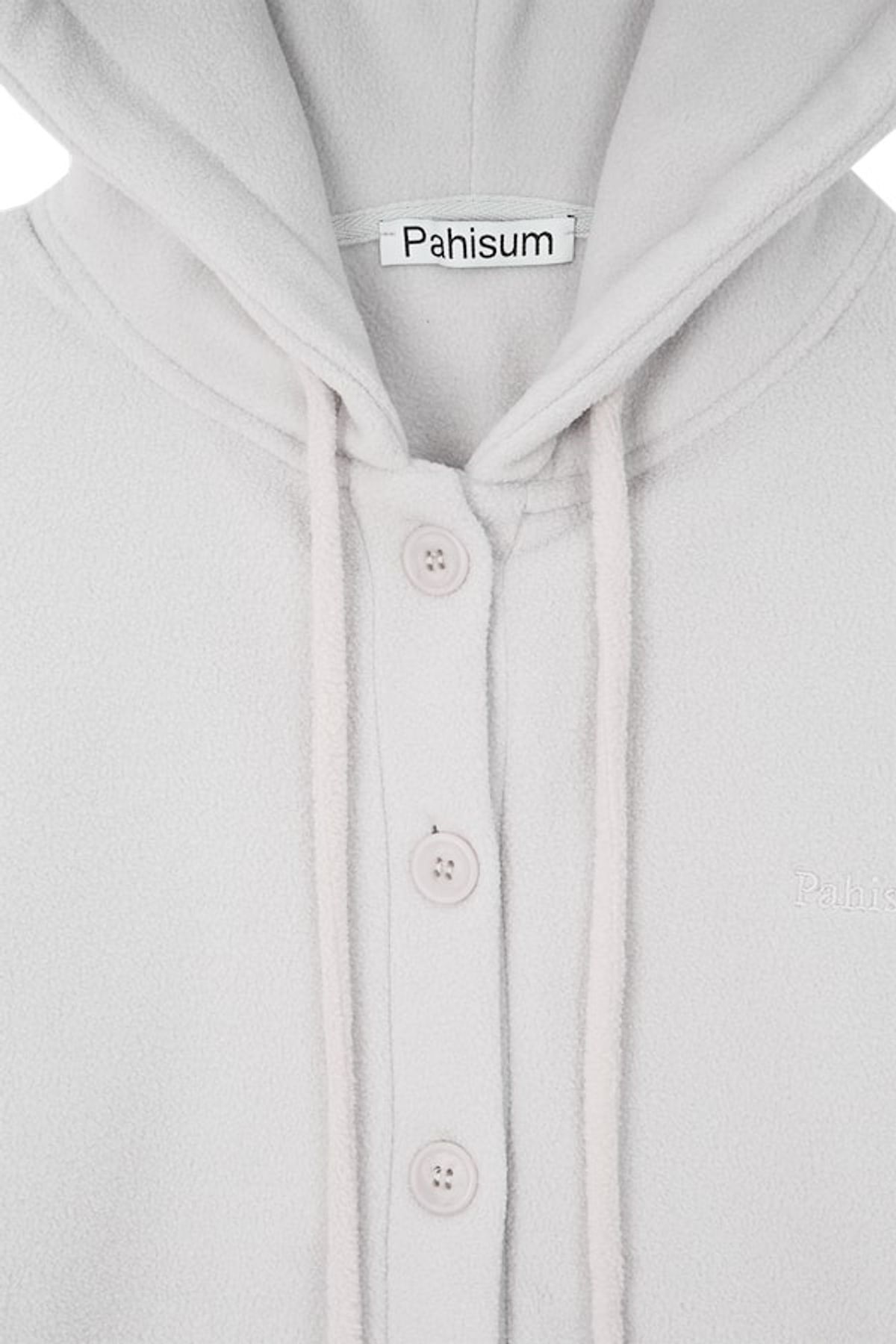 파히섬(PAHISUM) 오버사이즈 버튼 후리스후디_라벤터크림