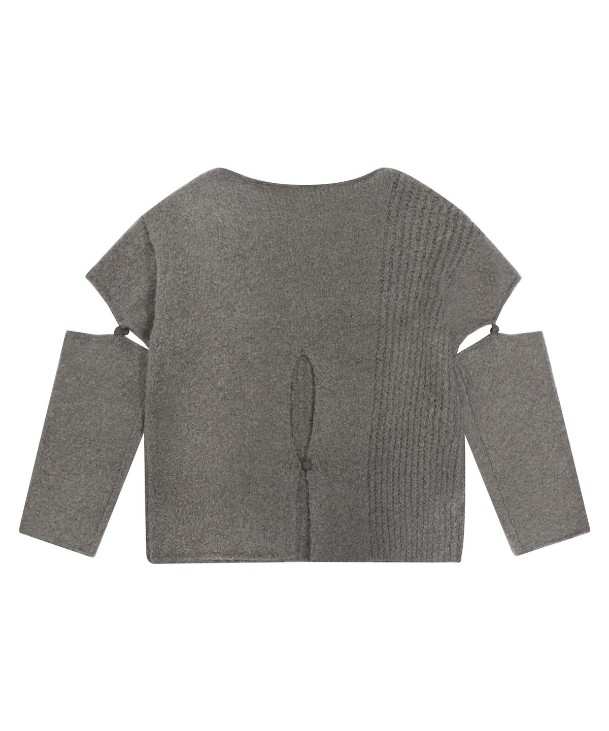 트리밍버드(TREEMINGBIRD) Sleeve Slit Boat Neck Knit [ Grey ]