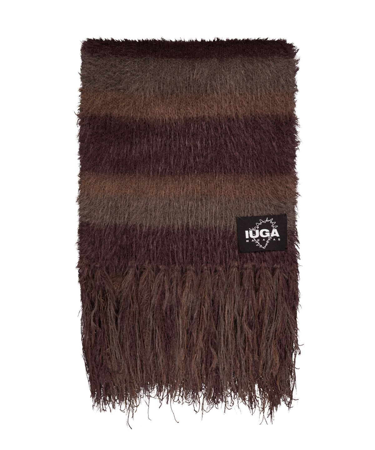 이우가마카라스(IUGAMAKARAS) Striped Hairy Bold Muffler (Brown)