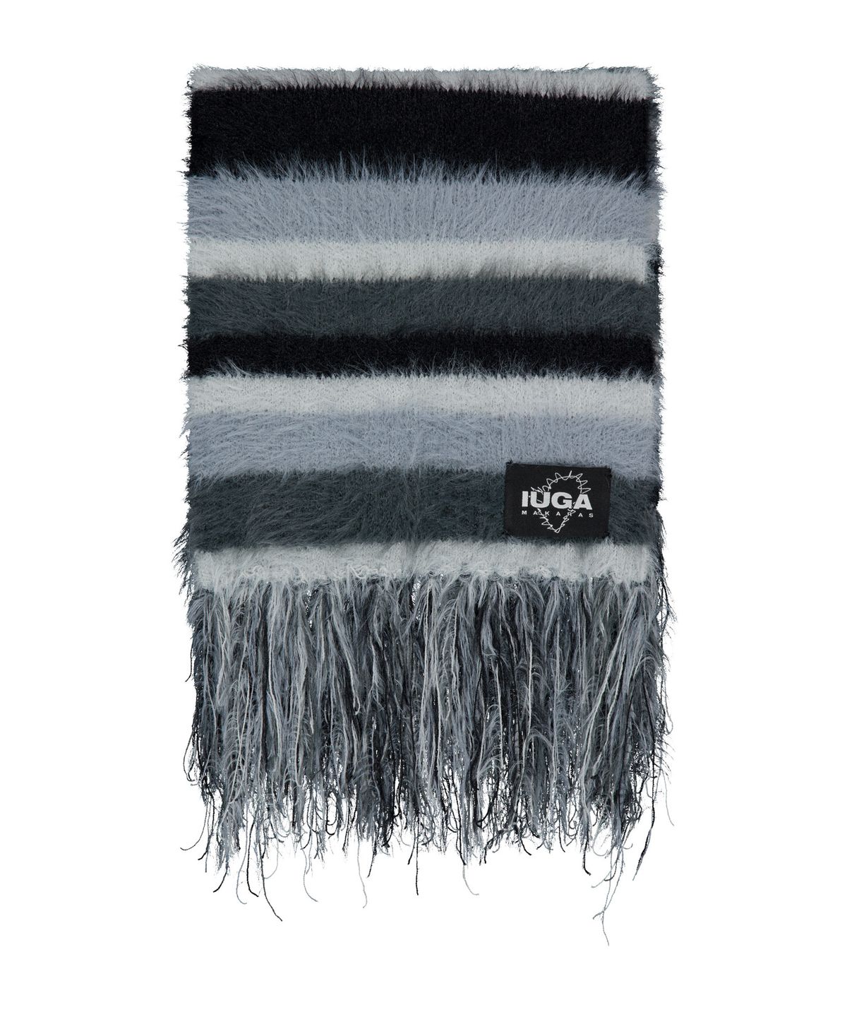 이우가마카라스(IUGAMAKARAS) Striped Hairy Bold Muffler (Blue)