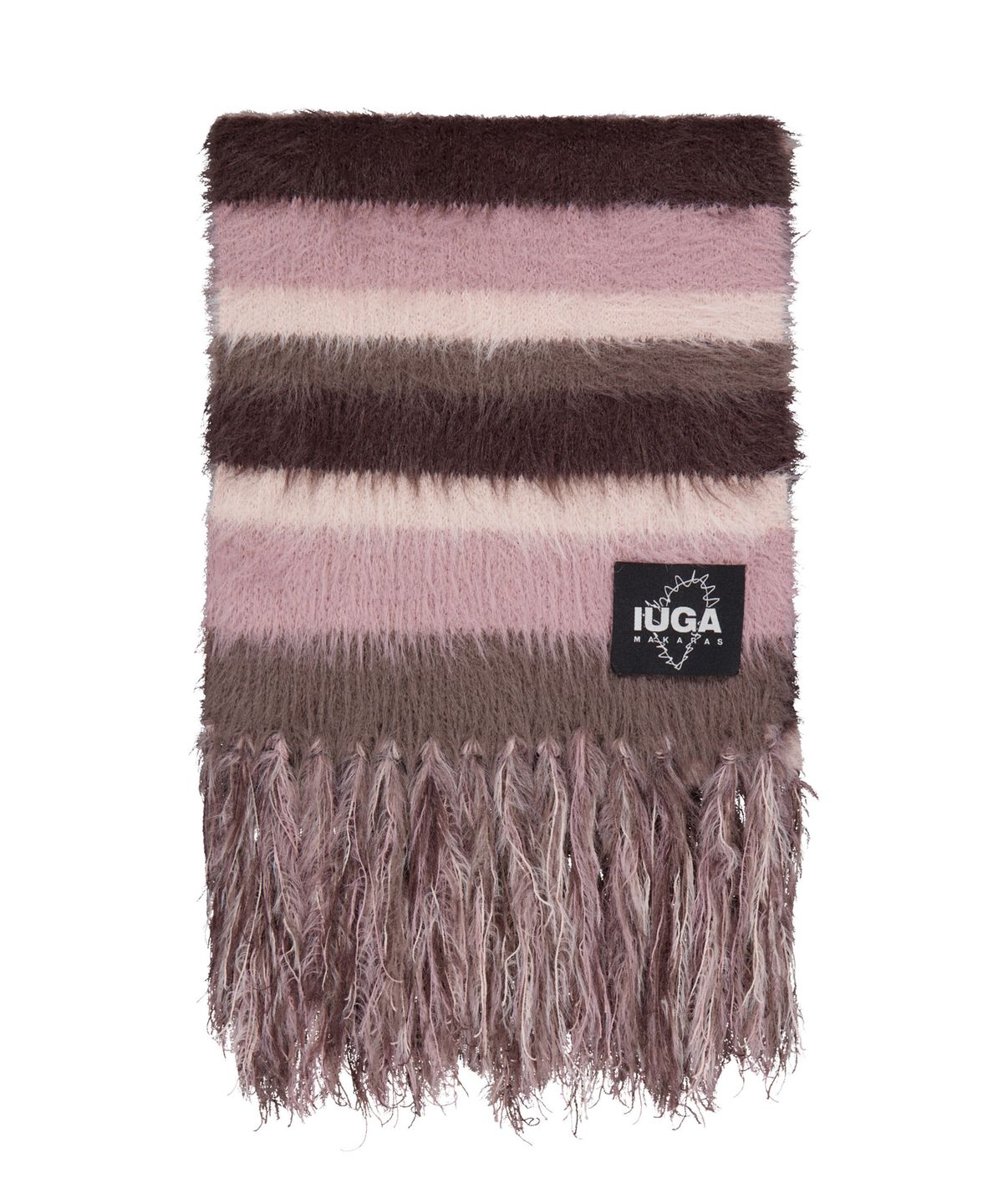 이우가마카라스(IUGAMAKARAS) Striped Hairy Bold Muffler (Pink)