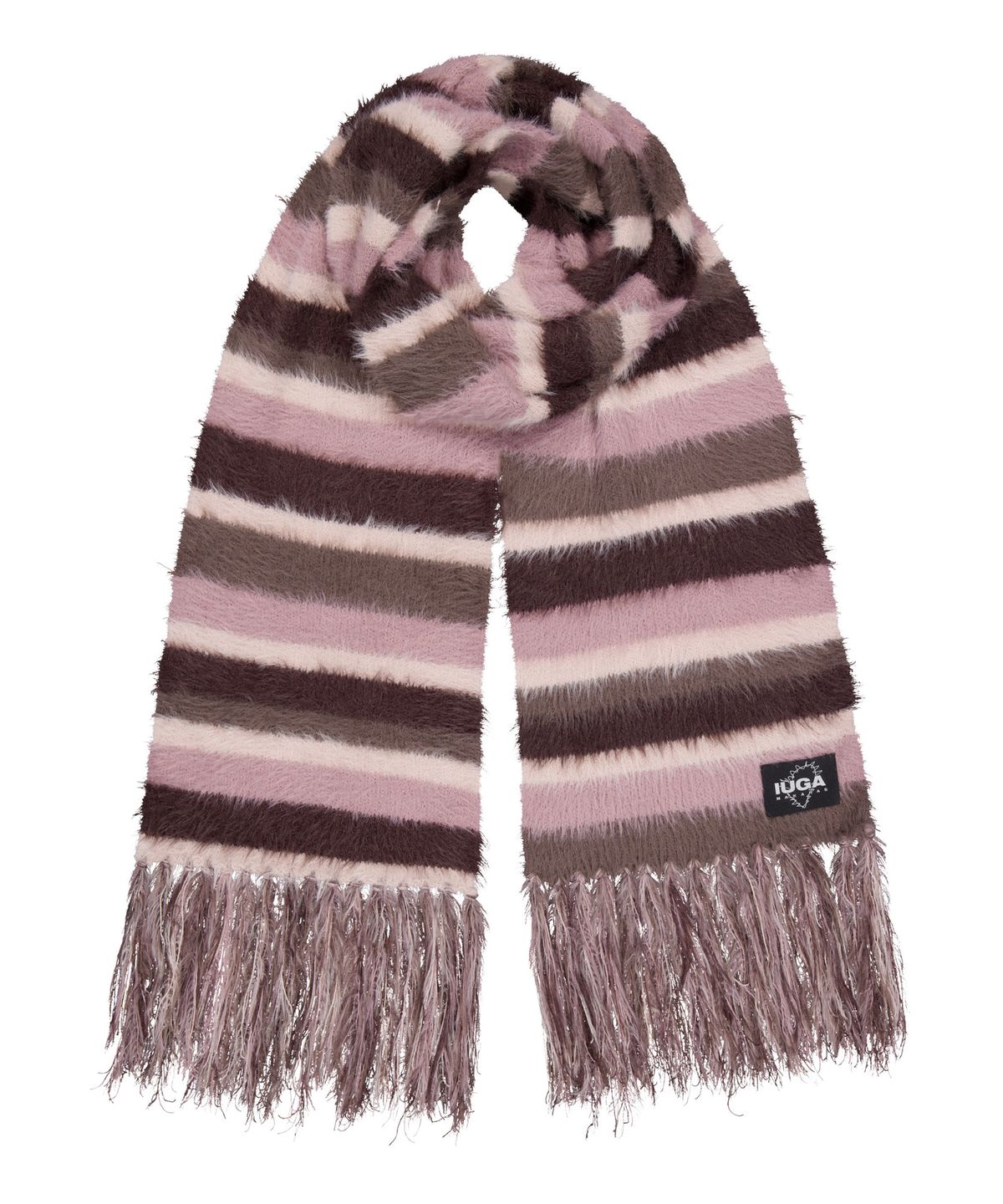 이우가마카라스(IUGAMAKARAS) Striped Hairy Bold Muffler (Pink)