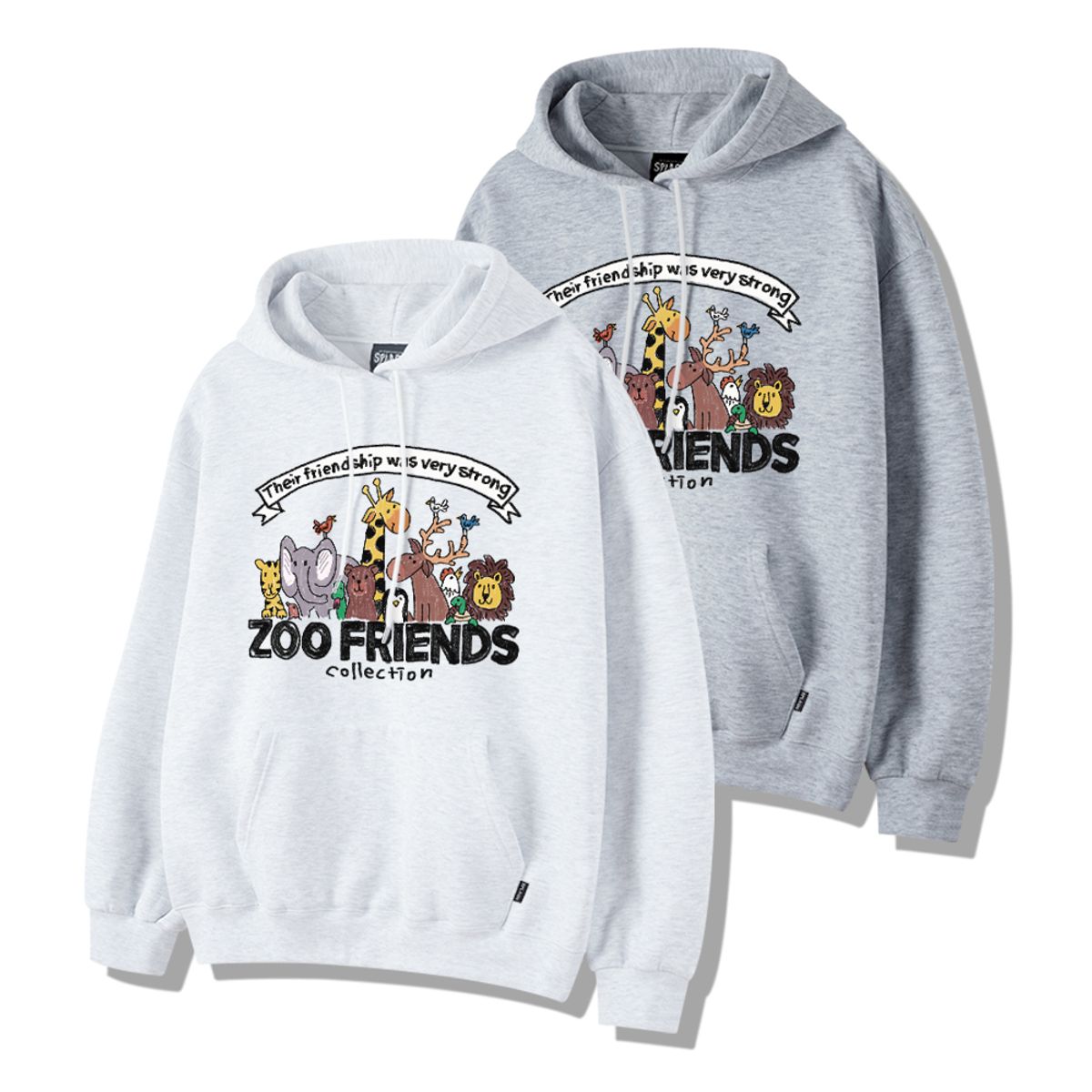 스플래시코드(SPLASHCODE) 후드 티셔츠 - 크레용 동물 친구들(Crayon Zoo Friends)