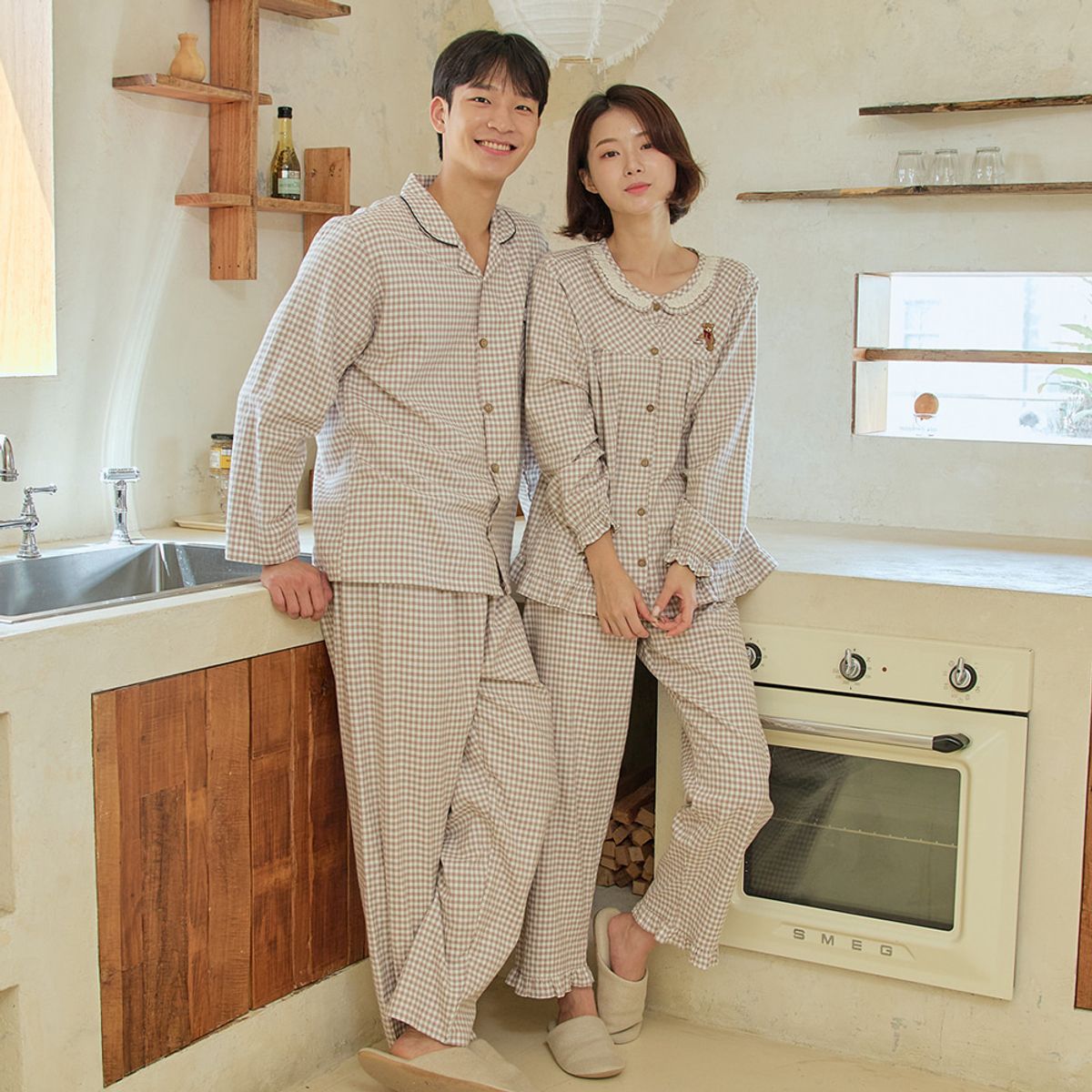 찌니야(JJNIYA) 남성용 밀크 약기모 긴팔상하세트