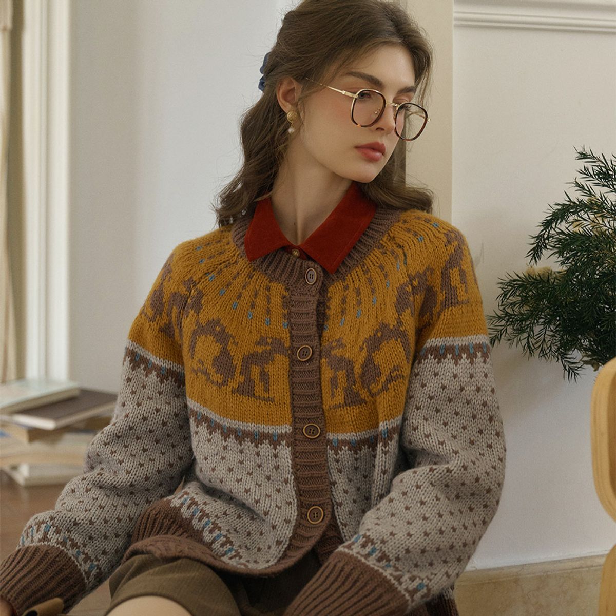 심플레트로(SIMPLE RETRO) SR_Casual vintage wool cardigan_2color