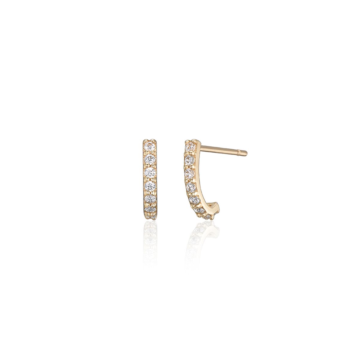 룬느(LUNNE) 14k 베이직 커브 파베 스터드 귀걸이 (14K골드) LFE39