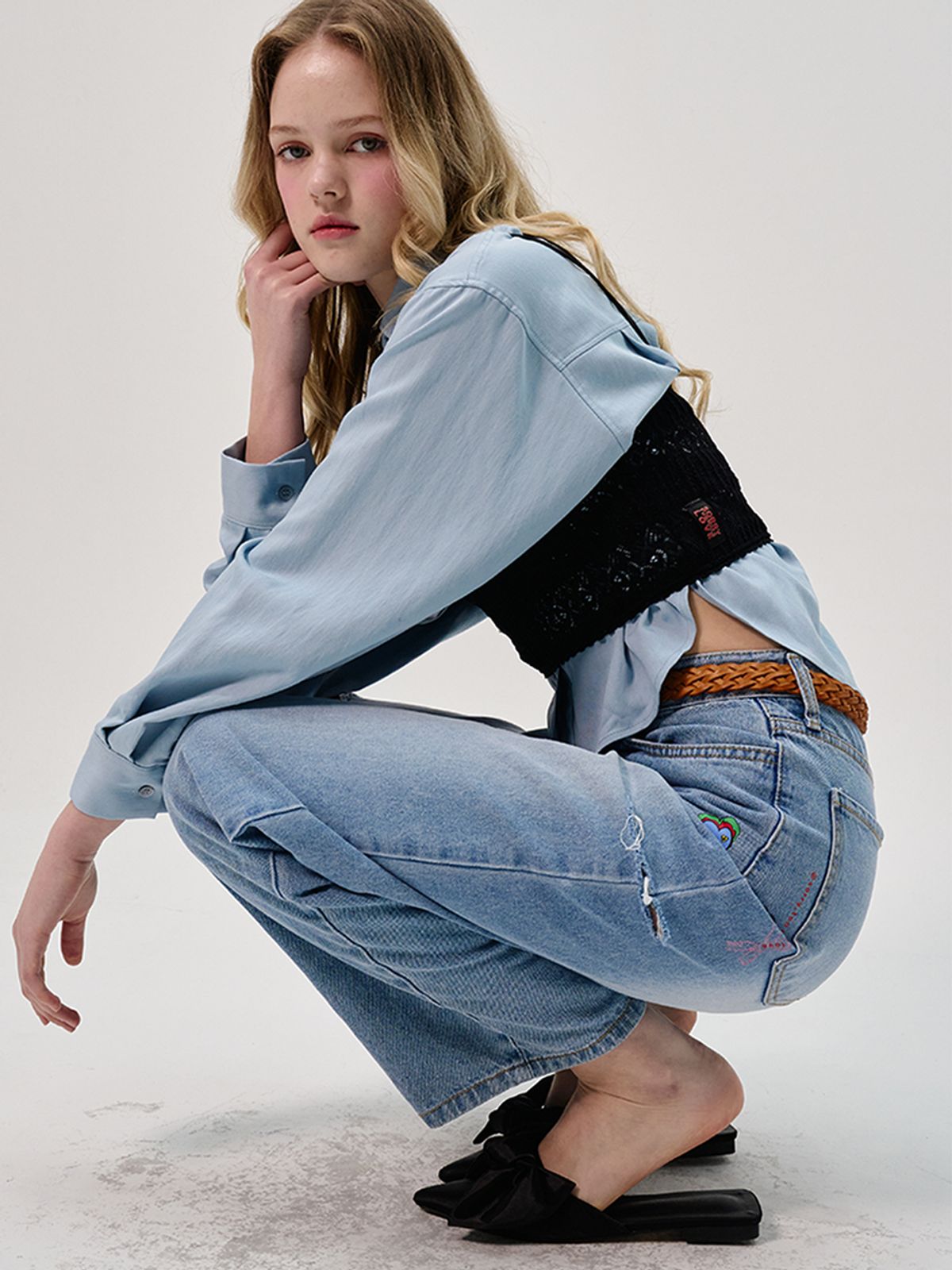 쏘리, 투 머치 러브(SORRY, TOO MUCH LOVE) Ivy League Woven Leather Belt_Camel